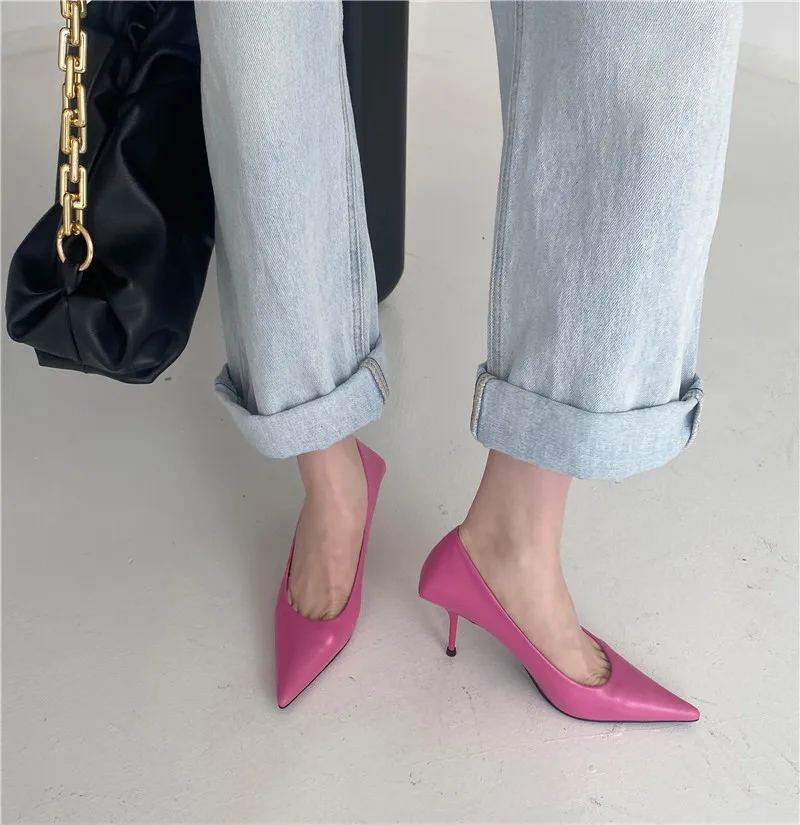 Eilyken High Quality Pu Leather New Sexy Shallow Pointed Toe Woman Pumps Thin High Heels Fashion Dress Sandals Ladies Shoes