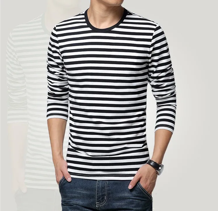 Men t-shirt for men clothing harajuku Women's t-shirt Slim Fit cotton Stripe Long sleeve tshirt Plus Size fashion T-shirts top