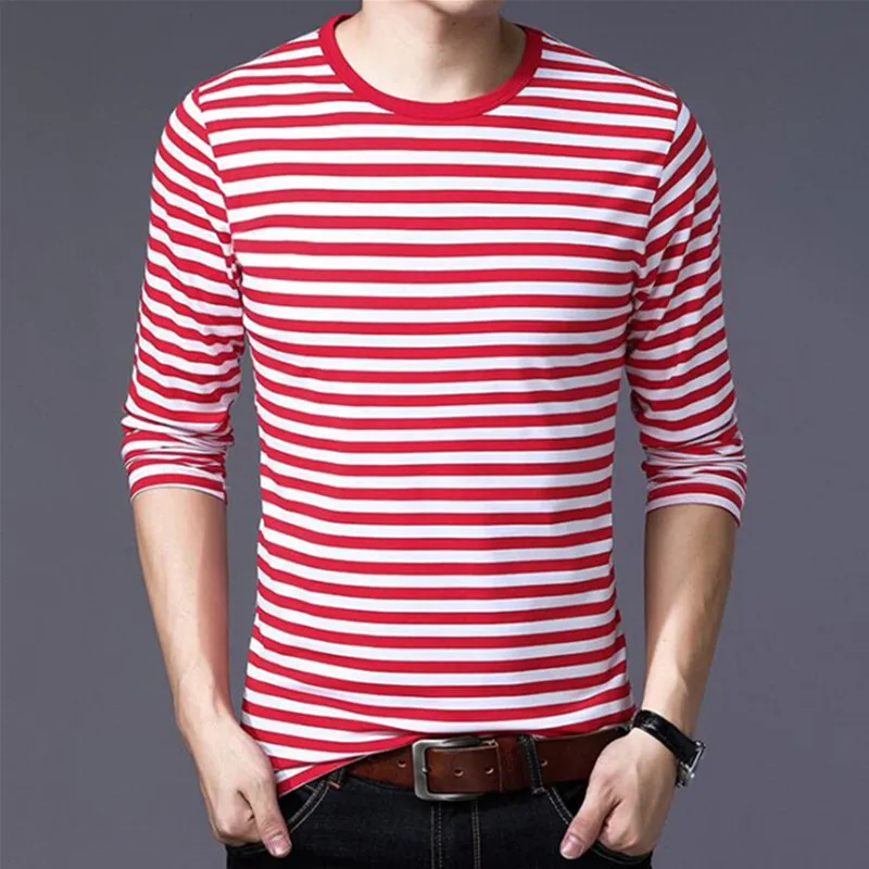 Men t-shirt for men clothing harajuku Women's t-shirt Slim Fit cotton Stripe Long sleeve tshirt Plus Size fashion T-shirts top