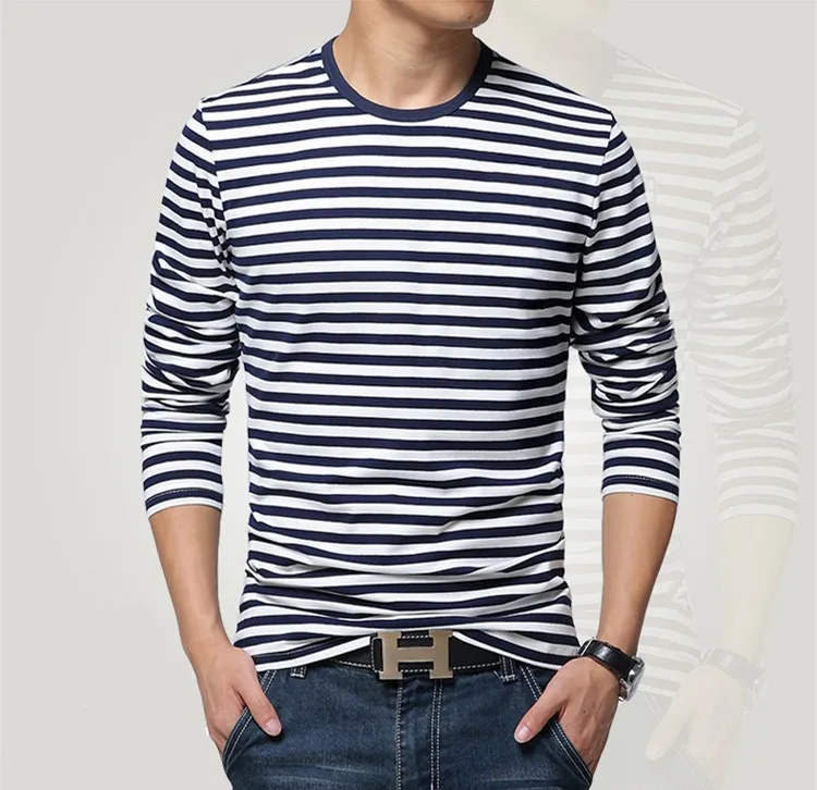 Men t-shirt for men clothing harajuku Women's t-shirt Slim Fit cotton Stripe Long sleeve tshirt Plus Size fashion T-shirts top