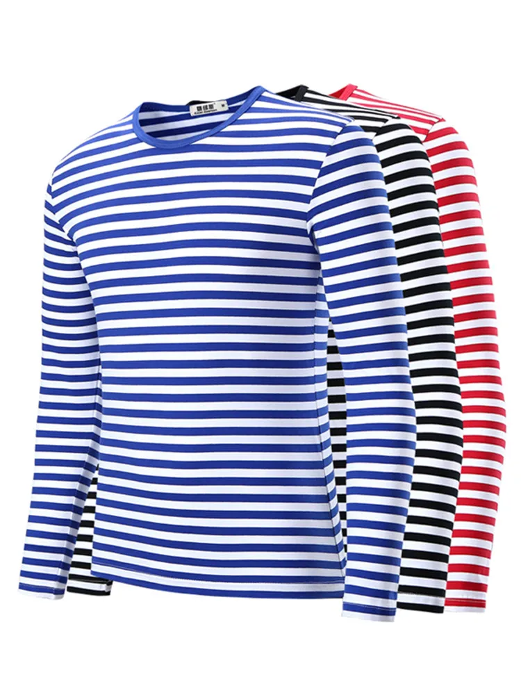 Men t-shirt for men clothing harajuku Women's t-shirt Slim Fit cotton Stripe Long sleeve tshirt Plus Size fashion T-shirts top