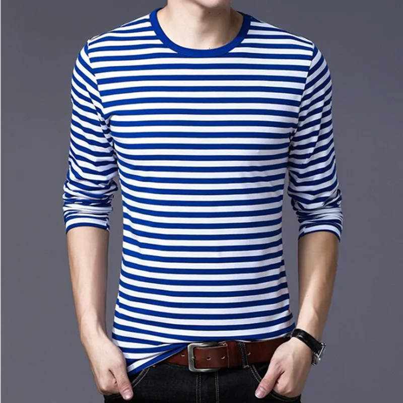 Men t-shirt for men clothing harajuku Women's t-shirt Slim Fit cotton Stripe Long sleeve tshirt Plus Size fashion T-shirts top