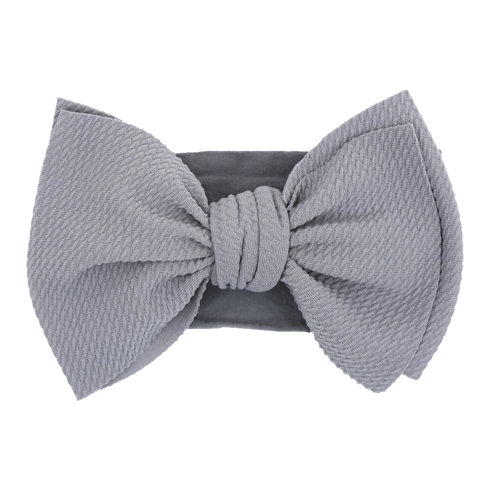 Solid Big Bow Topknot Headband for Baby Girls Elastic Nylon Hair Bands Handmade Newborn Fashion Turban Headwraps Accessories