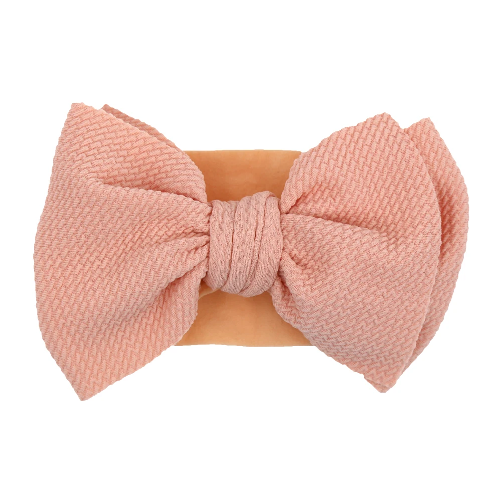 Solid Big Bow Topknot Headband for Baby Girls Elastic Nylon Hair Bands Handmade Newborn Fashion Turban Headwraps Accessories