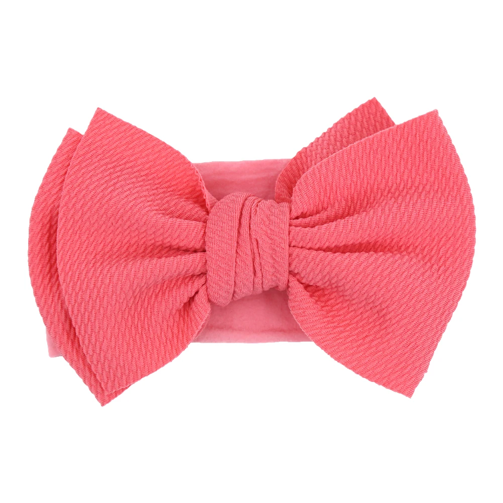 Solid Big Bow Topknot Headband for Baby Girls Elastic Nylon Hair Bands Handmade Newborn Fashion Turban Headwraps Accessories