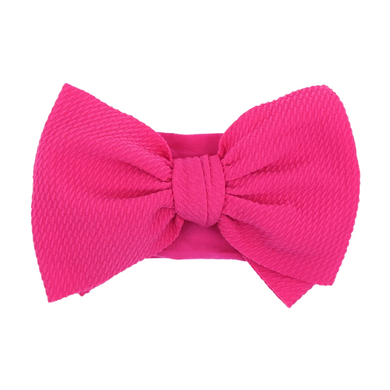 Solid Big Bow Topknot Headband for Baby Girls Elastic Nylon Hair Bands Handmade Newborn Fashion Turban Headwraps Accessories