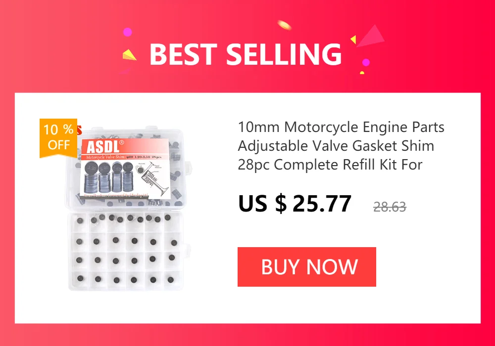 10mm Motorcycle Engine Parts Adjustable Valve Gasket Shim 28pcs 27pcs 1.85 - 3.2 mm For KT/M For Harley Davi/dson For Aprilia