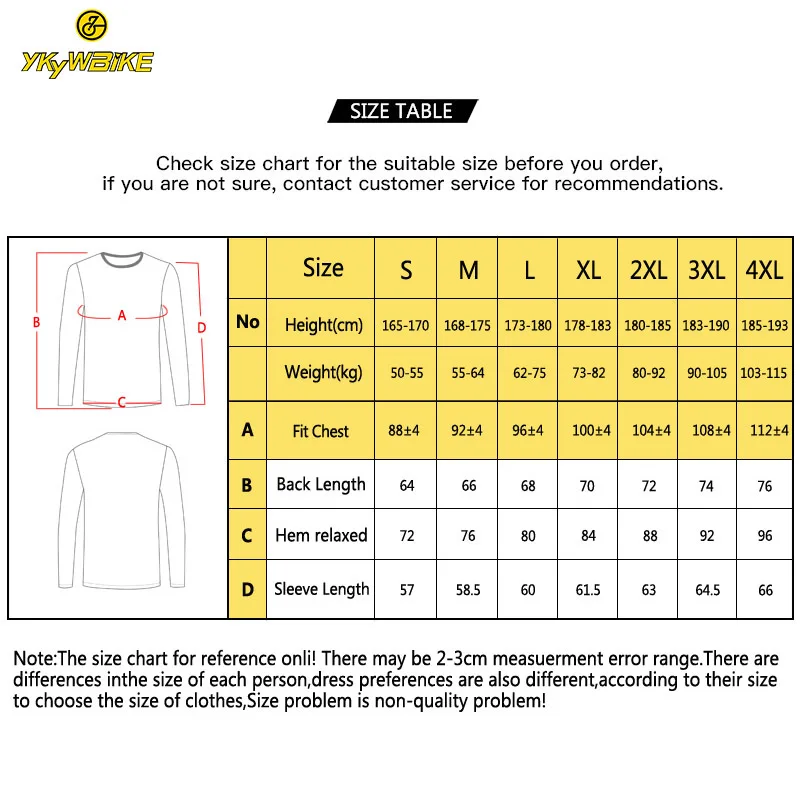 YKYWBIKE Cycling Jersey Full Sleeve Bike Shirt Unisex Underwear Race Bicycle Clothing Mesh Base Layer MTB Road Bike Sport Wear
