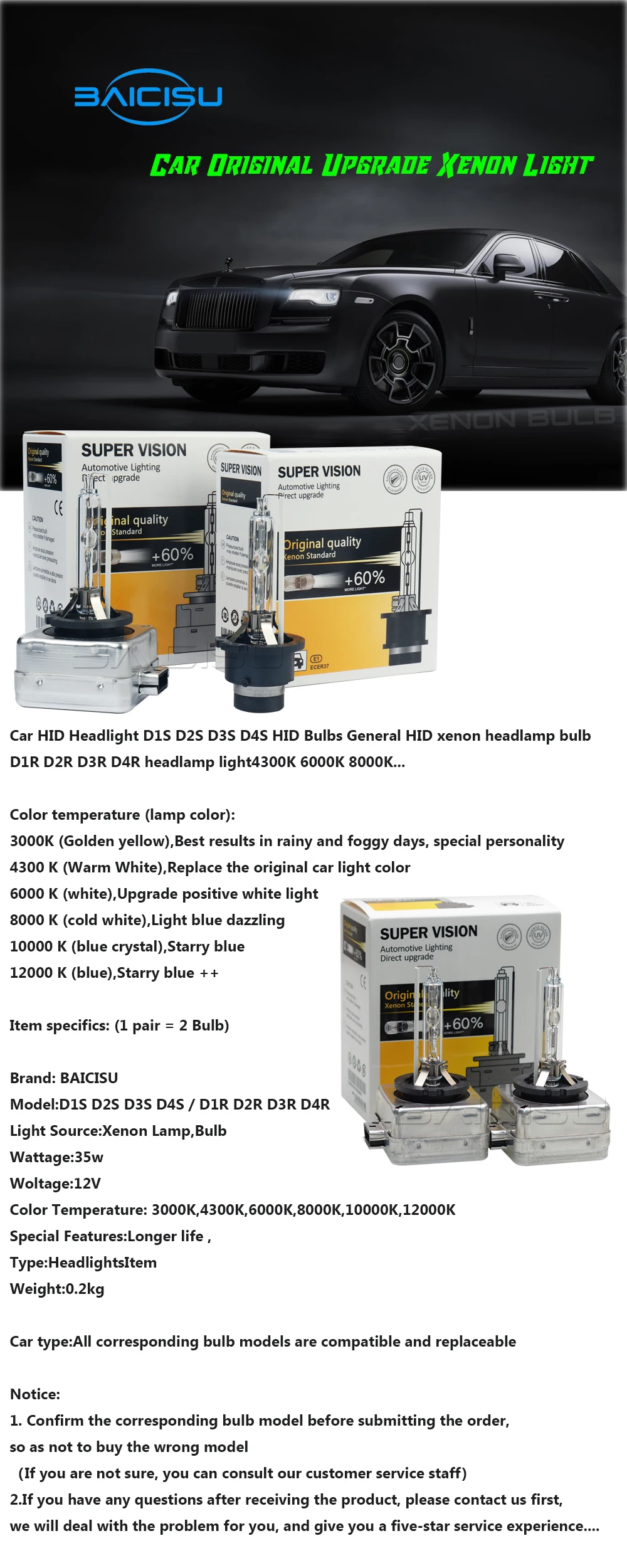 2X autor D1S D2S D3S D4S HID Bulb CBI HID Xenon headlight lamp D1 D2 D3 D4 D1R D2R D3R d4r headlamp light 4300K 6000K 8000K