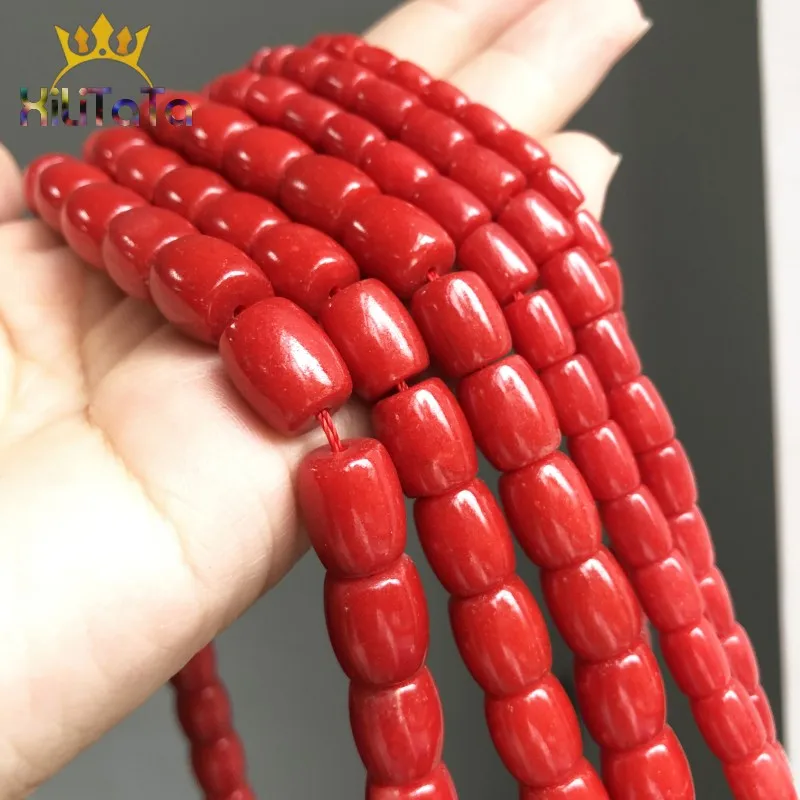 Natural Stone Beads Drum Shape Red Coral Loose Spacer Beads For Jewelry Making DIY Bracelet Earrings Accessories 15'' Strands