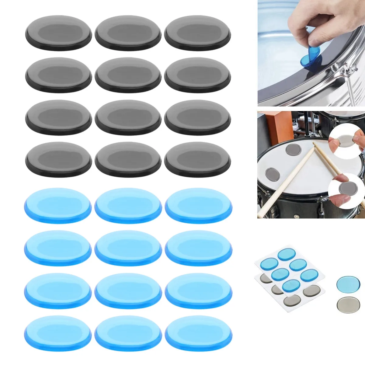 6/12/24Pcs Drum Mute Pad Transparent Silicone Jazz Snare Drum Muffler 3 Colors Optional/A Great Assistant for Drum Set Players