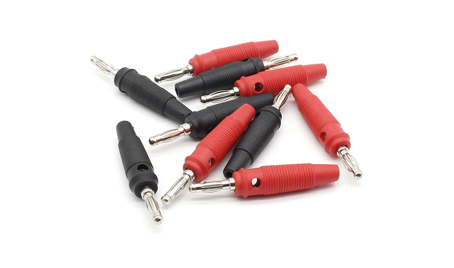 10Pcs/lot Red and Black 4mm Solderless Side Stackable Banana Plug