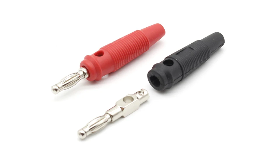 10Pcs/lot Red and Black 4mm Solderless Side Stackable Banana Plug