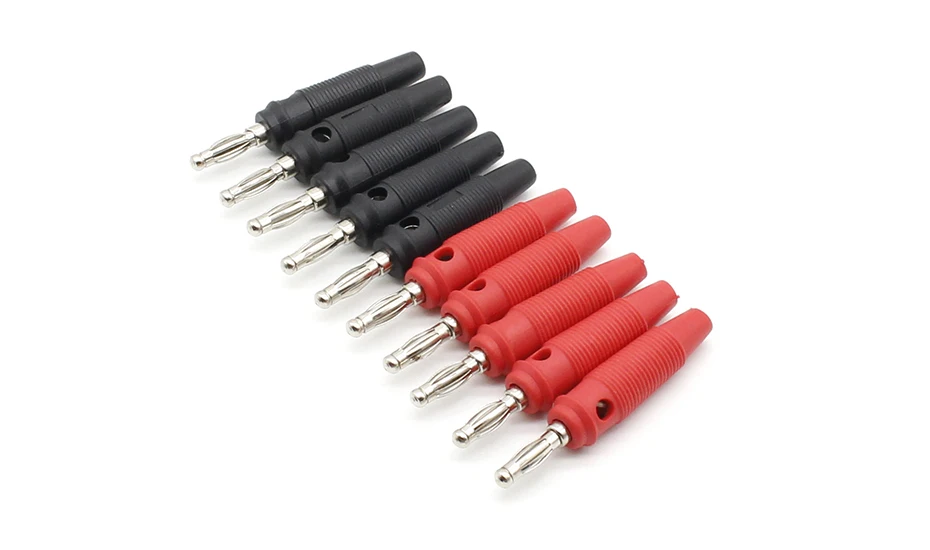 10Pcs/lot Red and Black 4mm Solderless Side Stackable Banana Plug