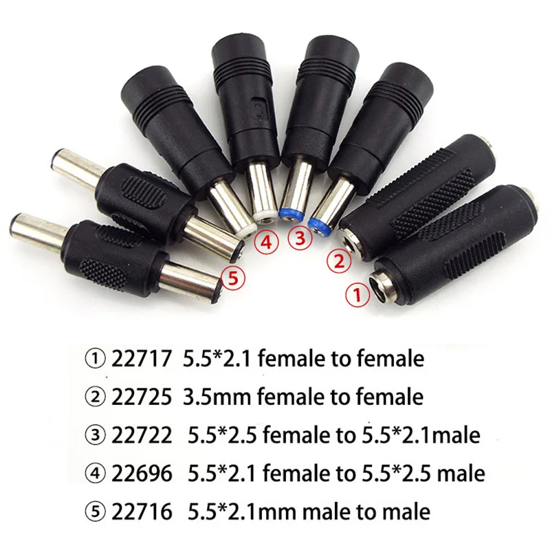 DC Power Adapter 5.5X 2.1MM Female to Female Male to 5.5x2.5mm 3.5mm 3.5x1.35mm Male 5521 Plug 5525 Adaptor Jack for Laptop