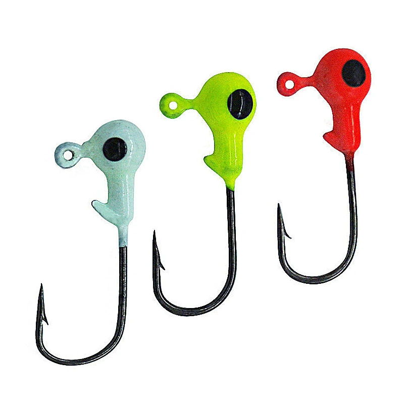 10Pcs/Lot Crank Color Mixing Jig Head Hook 1.2g Fishing Hook Lead Jig Lure Hard Baits Soft Worm Fishing Tackle Accessories