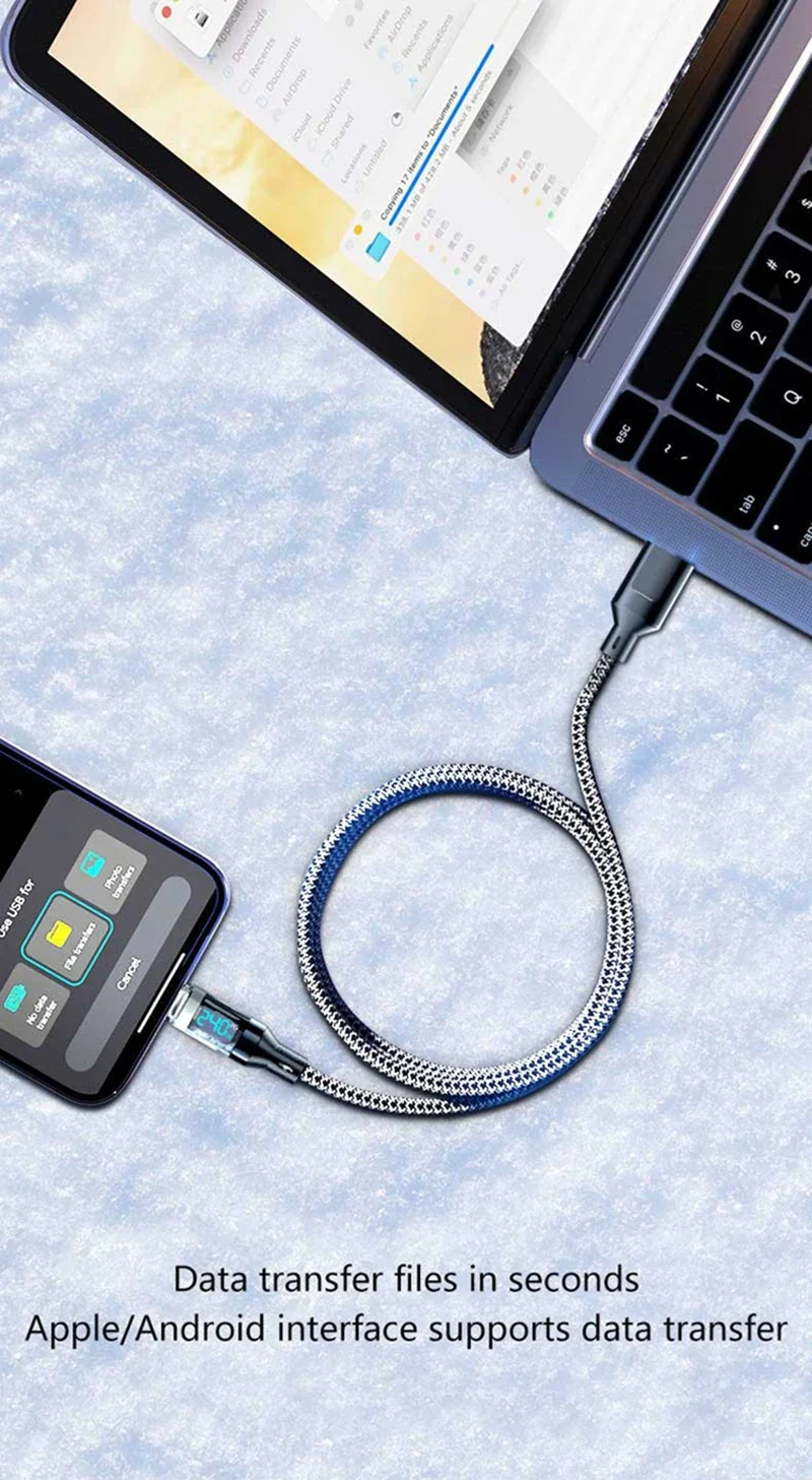 Lenovo Type C To Type C 240W Cable Phone Super Fast Charging Cable With Led Display Usb To Type-c Data Cord For Xiaomi Huawei