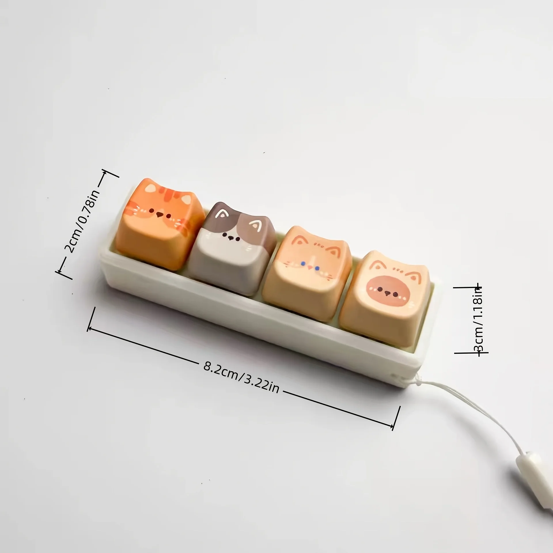 Cute Cat 4 in 1 Keyboard Button Keychain with Adorable Design