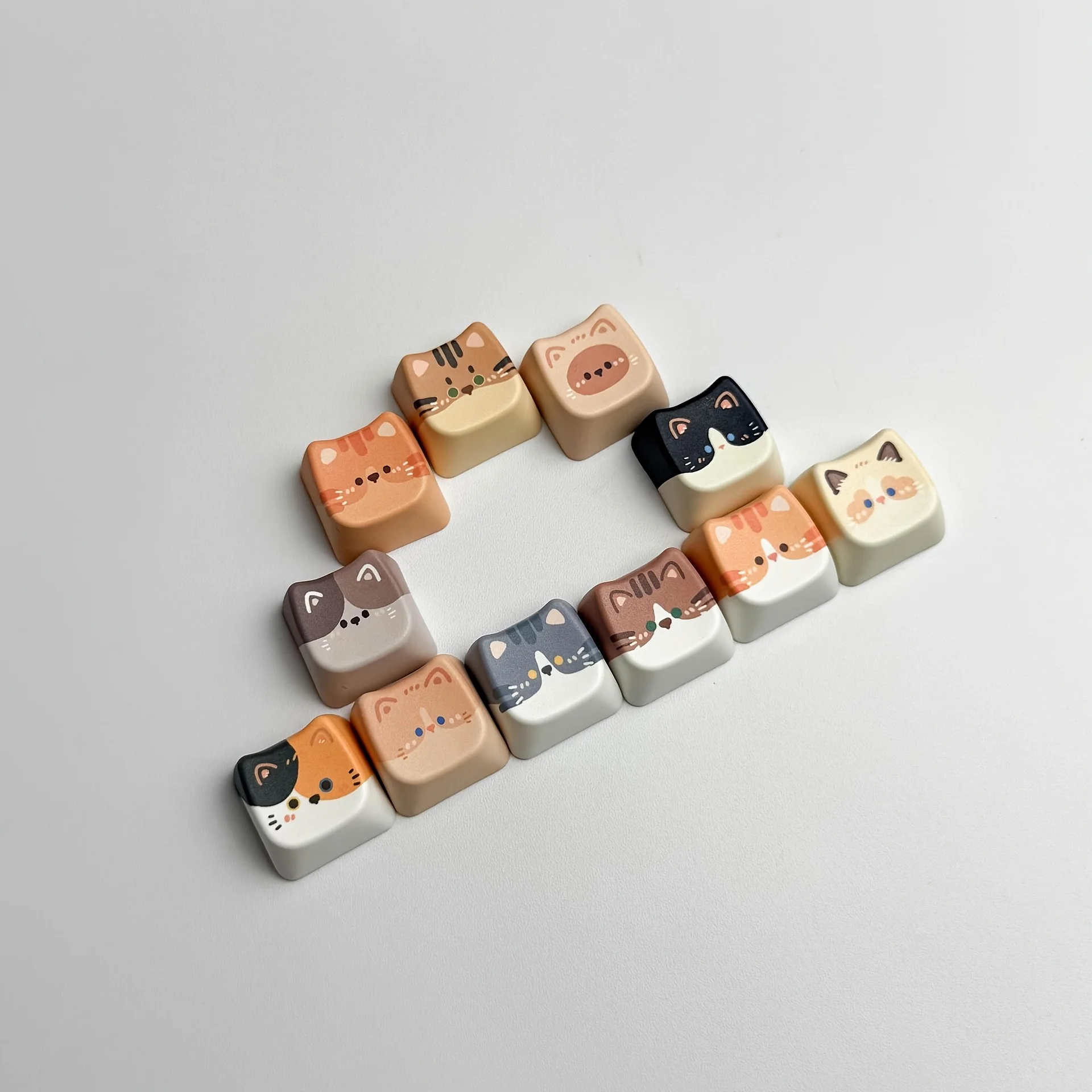 Cute Cat 4 in 1 Keyboard Button Keychain with Adorable Design