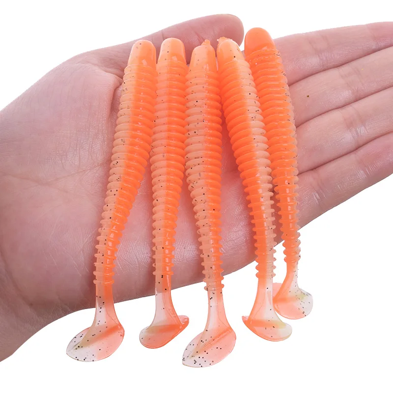 WDAIREN Worm Fishing Lures 5cm 7cm 9cm Double Color Silicone T Tail Soft Bait Artificial Baits Bass Jig Wobblers Swimbait Tackle