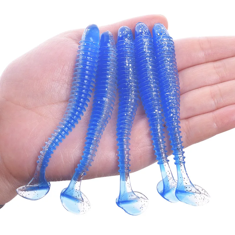 WDAIREN Worm Fishing Lures 5cm 7cm 9cm Double Color Silicone T Tail Soft Bait Artificial Baits Bass Jig Wobblers Swimbait Tackle