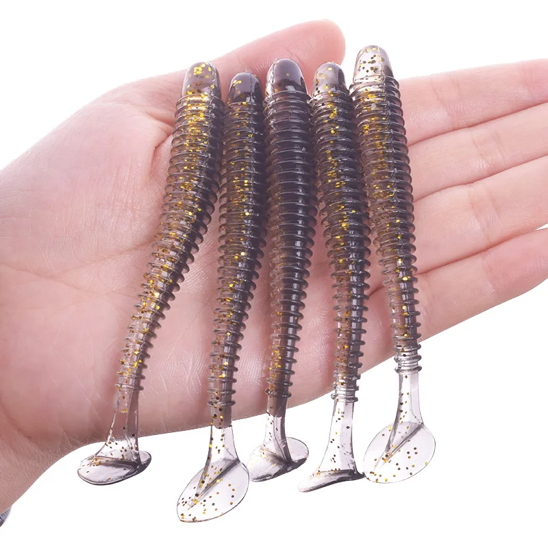 WDAIREN Worm Fishing Lures 5cm 7cm 9cm Double Color Silicone T Tail Soft Bait Artificial Baits Bass Jig Wobblers Swimbait Tackle