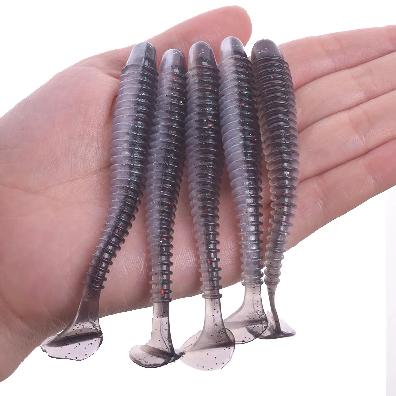 WDAIREN Worm Fishing Lures 5cm 7cm 9cm Double Color Silicone T Tail Soft Bait Artificial Baits Bass Jig Wobblers Swimbait Tackle