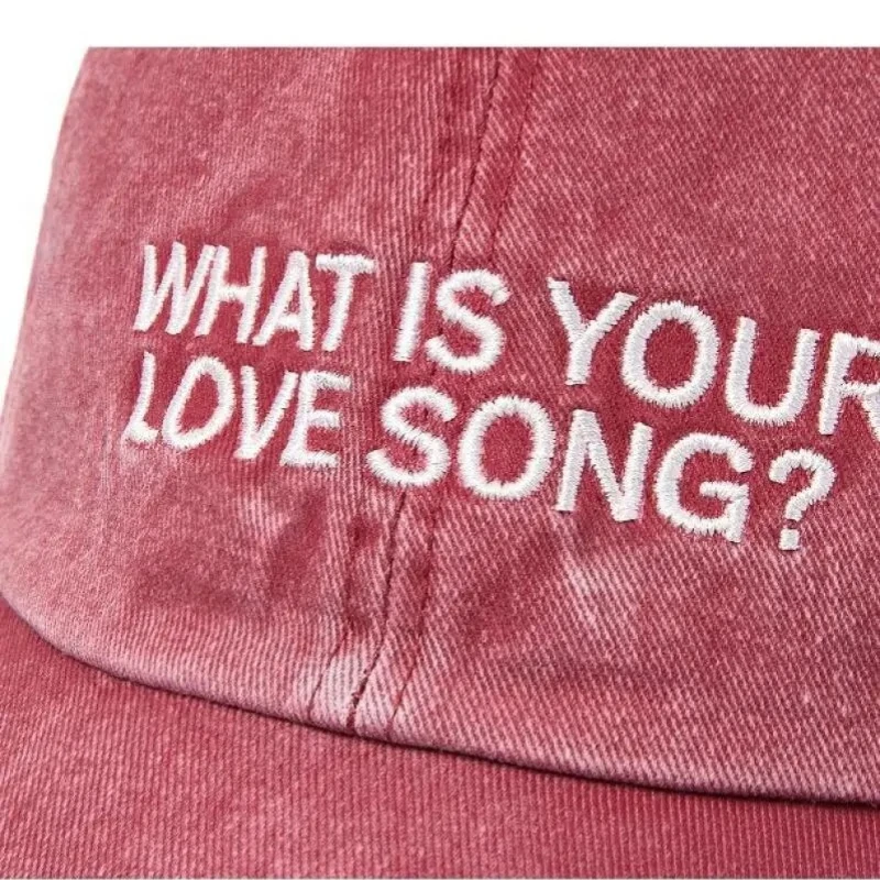 1pc Kpop "What Is Your Love Song" Same Knitted Embroidery Caps for Women,Tour Concert Cap Outdoor Retro Washed Baseball Caps 모자