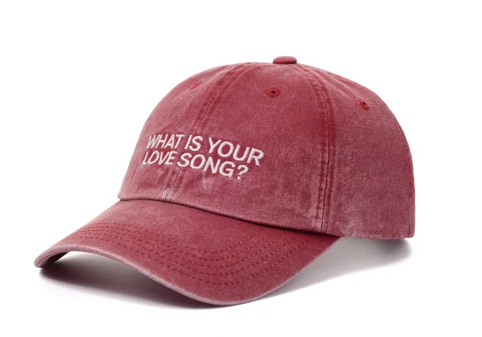 1pc Kpop "What Is Your Love Song" Same Knitted Embroidery Caps for Women,Tour Concert Cap Outdoor Retro Washed Baseball Caps 모자
