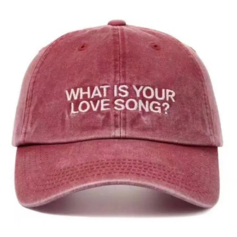 1pc Kpop "What Is Your Love Song" Same Knitted Embroidery Caps for Women,Tour Concert Cap Outdoor Retro Washed Baseball Caps 모자