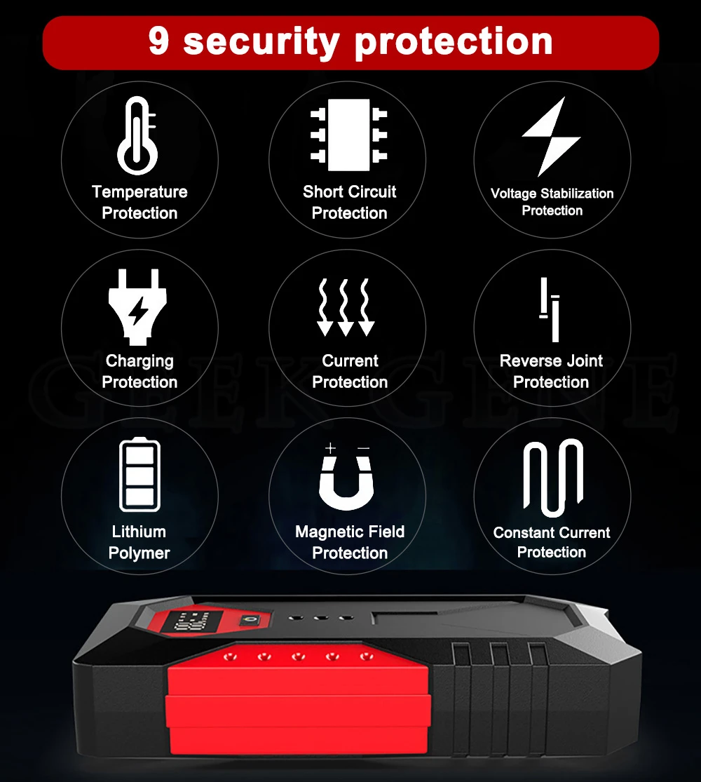 GKFLY 3000A 4000A Car Jump Starter Portable Power Bank Car Battery Booster 12V Car Starting Device for Petrol Diesel 6.0L 5.0L
