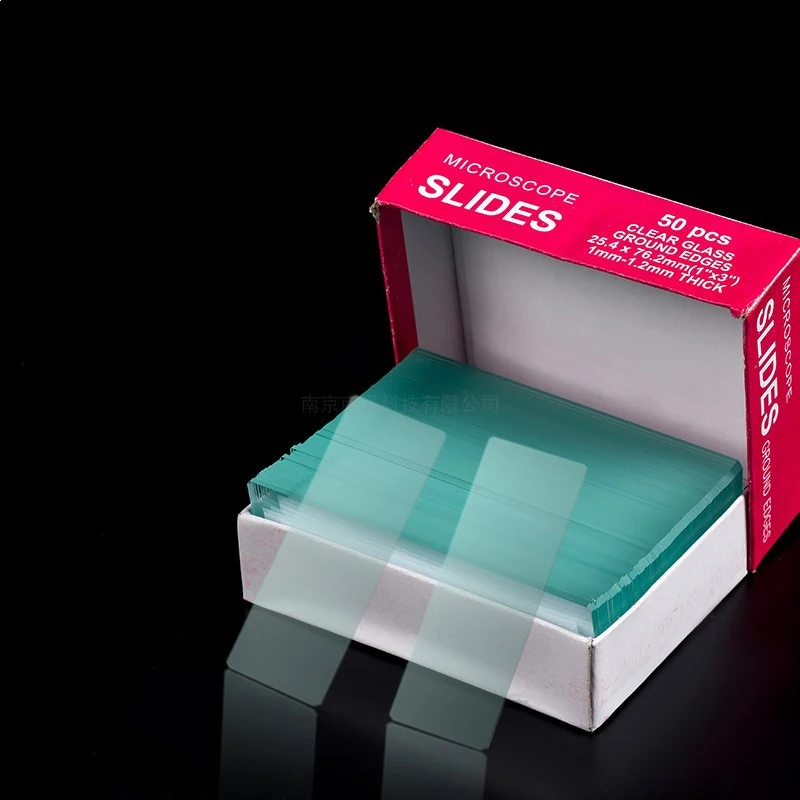 50PCS 25x76 mm Blank Microscope Glass Slides Single Side Frosted Slides for Lab Preparation of Specimen and Science