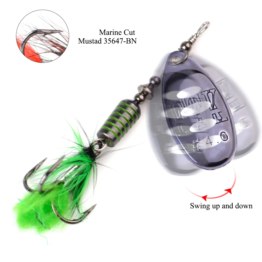 FTK Spinner Bait Fishing Lure Spoon 1pc Feather Saltwater Lure Accessories Treble Hook Metal Hard Lure Wobblers Tackle