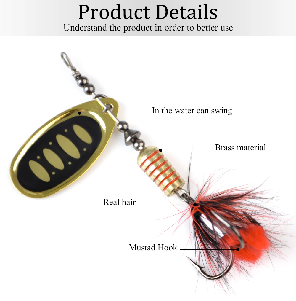 FTK Spinner Bait Fishing Lure Spoon 1pc Feather Saltwater Lure Accessories Treble Hook Metal Hard Lure Wobblers Tackle
