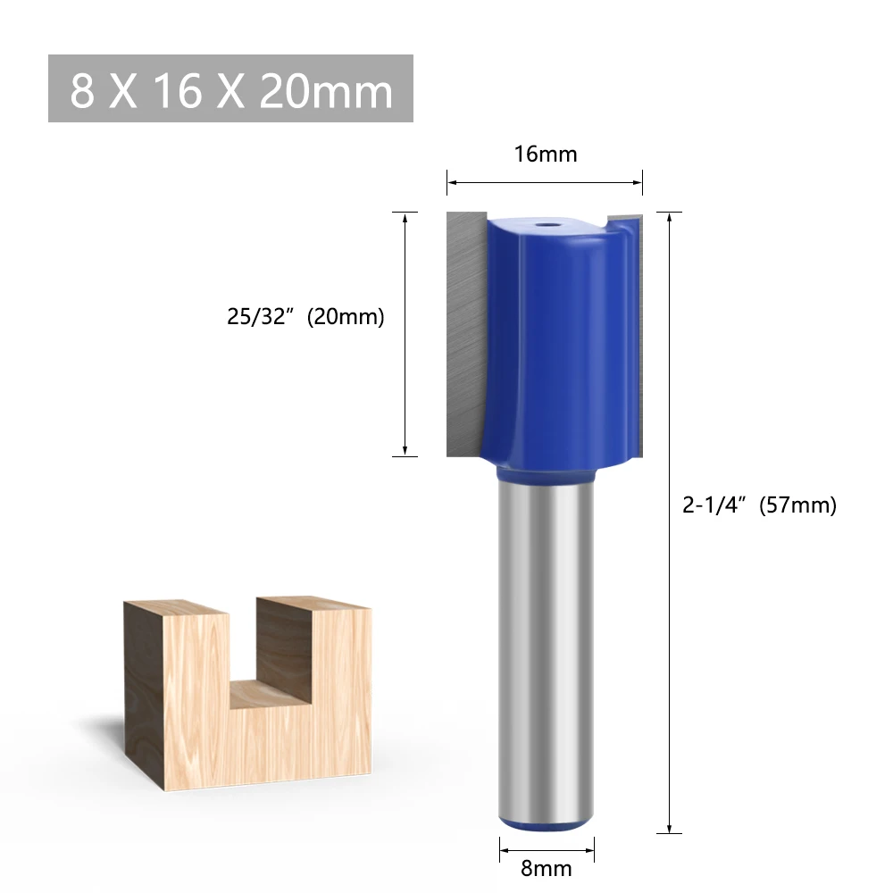 LAVIE 1pc 8mm Shank Straight Bit Double Flute Router Bits Milling Cutter For Wood Woodwork Tool C08-002