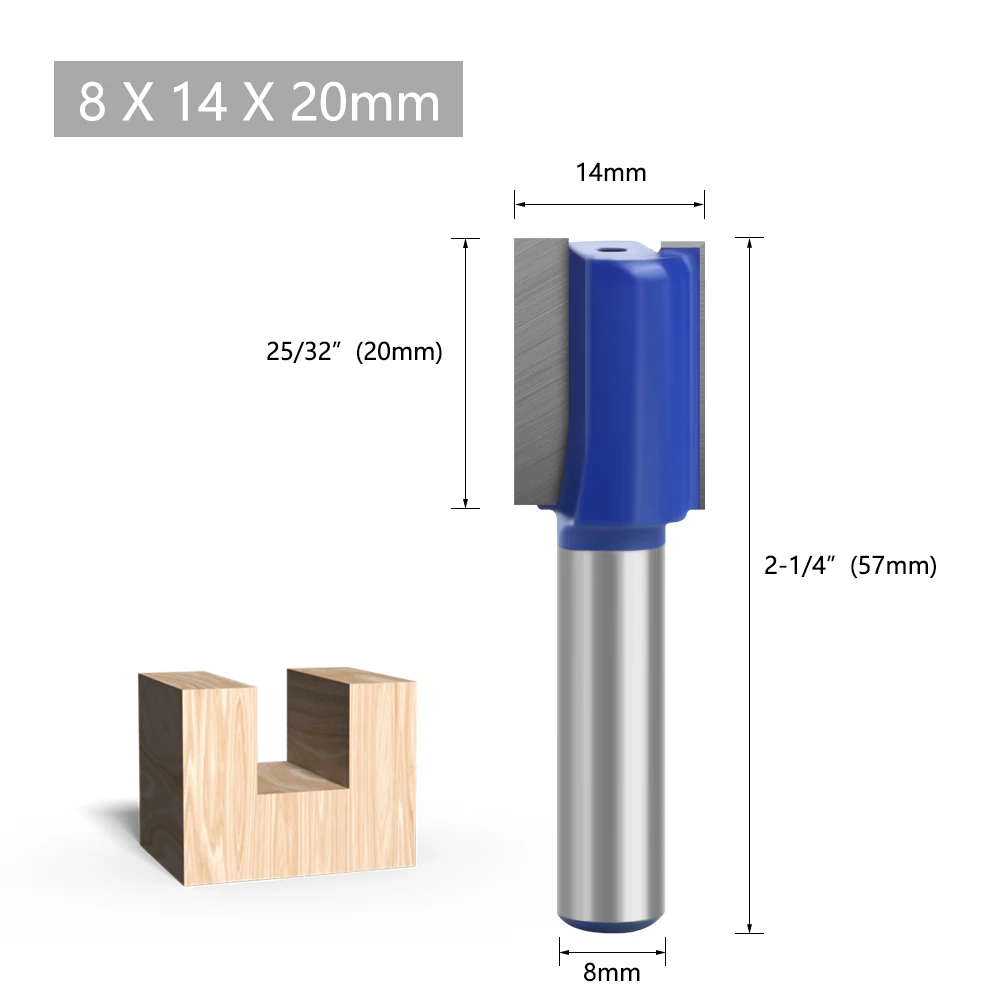 LAVIE 1pc 8mm Shank Straight Bit Double Flute Router Bits Milling Cutter For Wood Woodwork Tool C08-002
