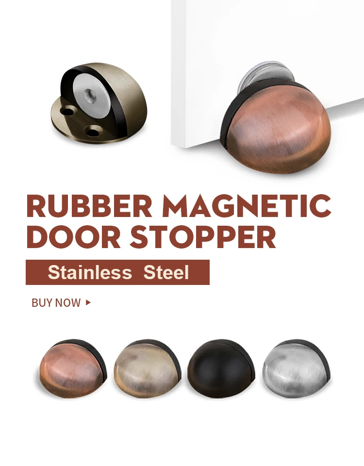 NAIERDI Rubber Door Stopper Zinc Alloy Hidden Door Holder Non Punching Sticker Floor Mounted Nail-free Door Stop Door Hardware