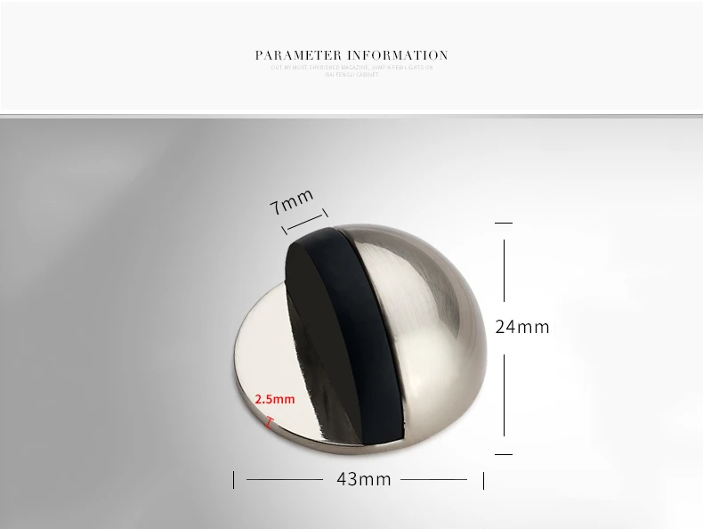 NAIERDI Rubber Door Stopper Zinc Alloy Hidden Door Holder Non Punching Sticker Floor Mounted Nail-free Door Stop Door Hardware