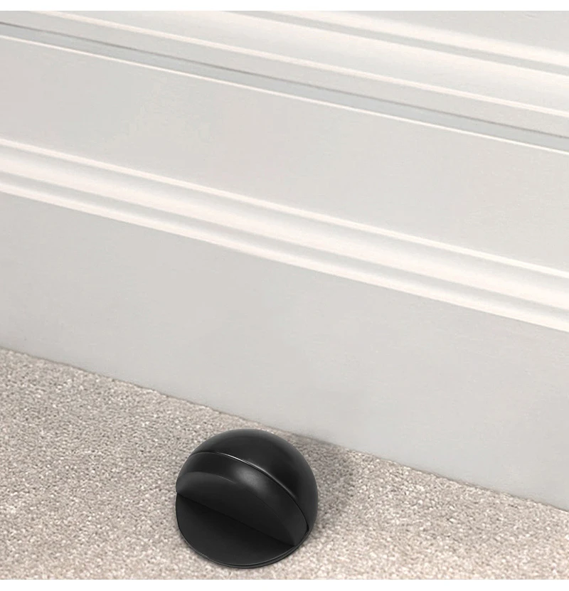 NAIERDI Rubber Door Stopper Zinc Alloy Hidden Door Holder Non Punching Sticker Floor Mounted Nail-free Door Stop Door Hardware