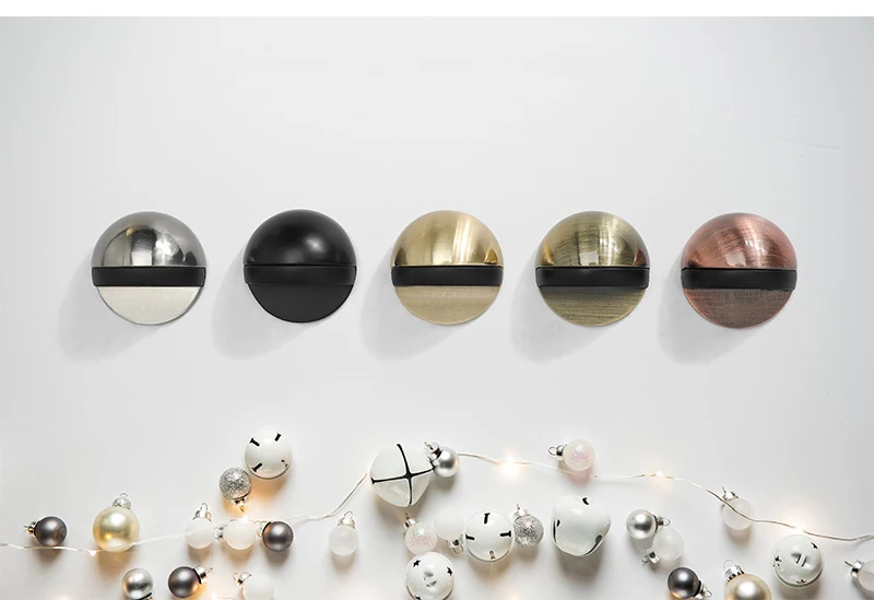 NAIERDI Rubber Door Stopper Zinc Alloy Hidden Door Holder Non Punching Sticker Floor Mounted Nail-free Door Stop Door Hardware