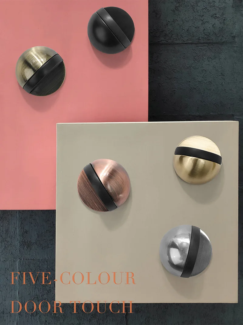 NAIERDI Rubber Door Stopper Zinc Alloy Hidden Door Holder Non Punching Sticker Floor Mounted Nail-free Door Stop Door Hardware