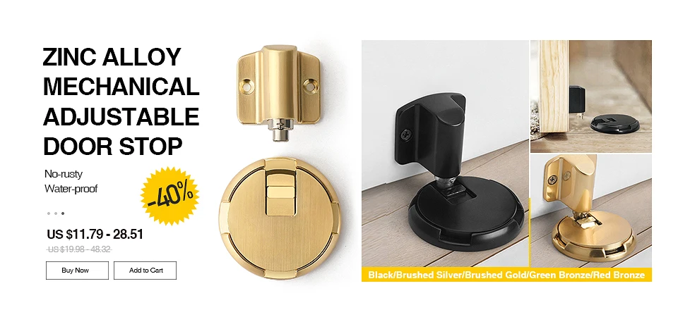 NAIERDI Rubber Door Stopper Zinc Alloy Hidden Door Holder Non Punching Sticker Floor Mounted Nail-free Door Stop Door Hardware
