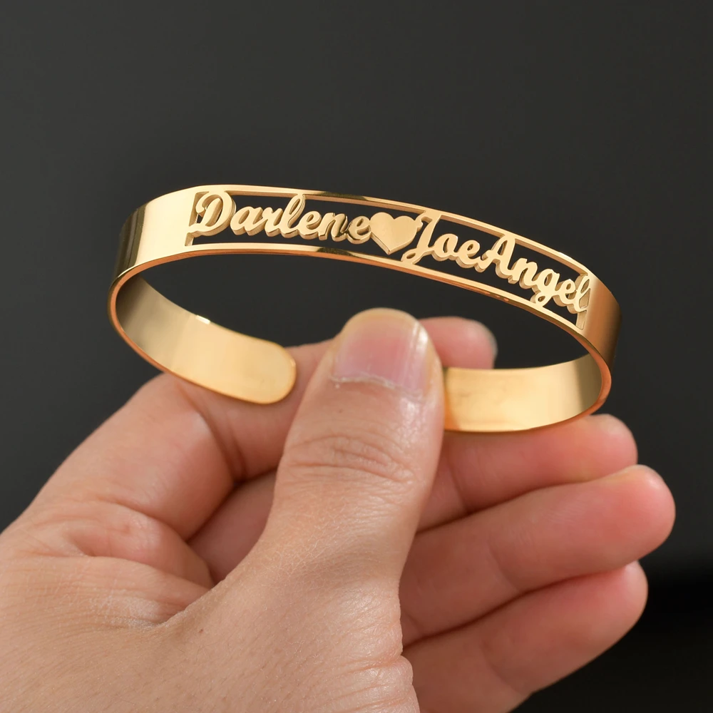 Atoztide Customized Letter Name Bracelet Personalized Custom Bangles for Women Men Stainless Steel Chrismas Jewelry Gift