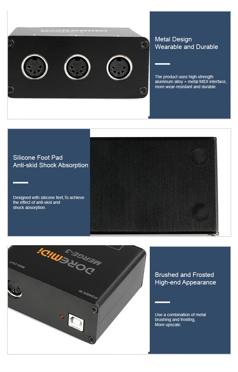 DOREMiDi MIDI Merge-3 MIDI Input 2 MIDI Output Support USB Power MERGE-3
