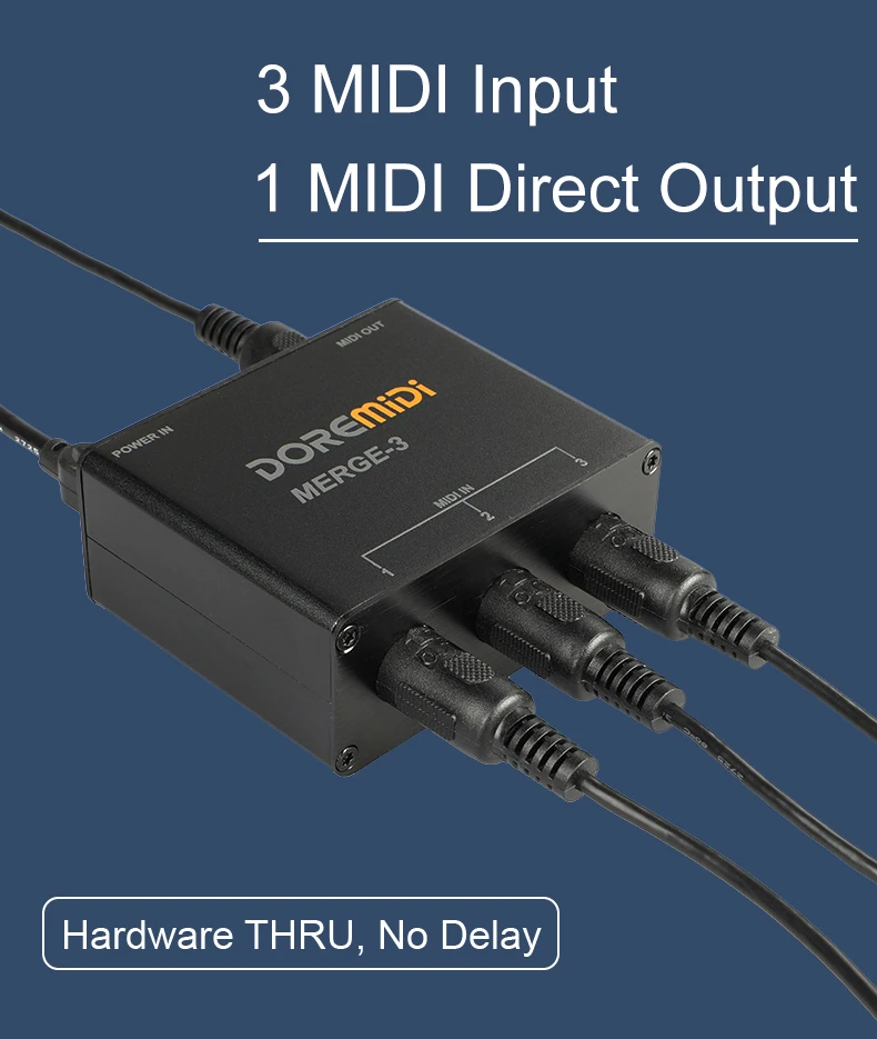DOREMiDi MIDI Merge-3 MIDI Input 2 MIDI Output Support USB Power MERGE-3