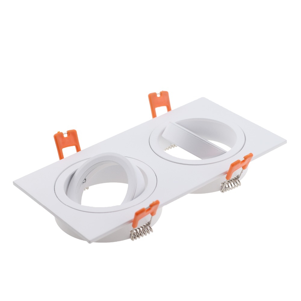 LED Recessed Downlight Frame GU10 MR16 Housing Hot Sale Aluminum Double heads GU10 MR16 Downlight Holder Black Silver White