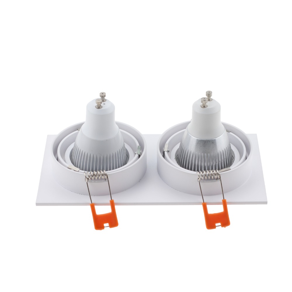 LED Recessed Downlight Frame GU10 MR16 Housing Hot Sale Aluminum Double heads GU10 MR16 Downlight Holder Black Silver White