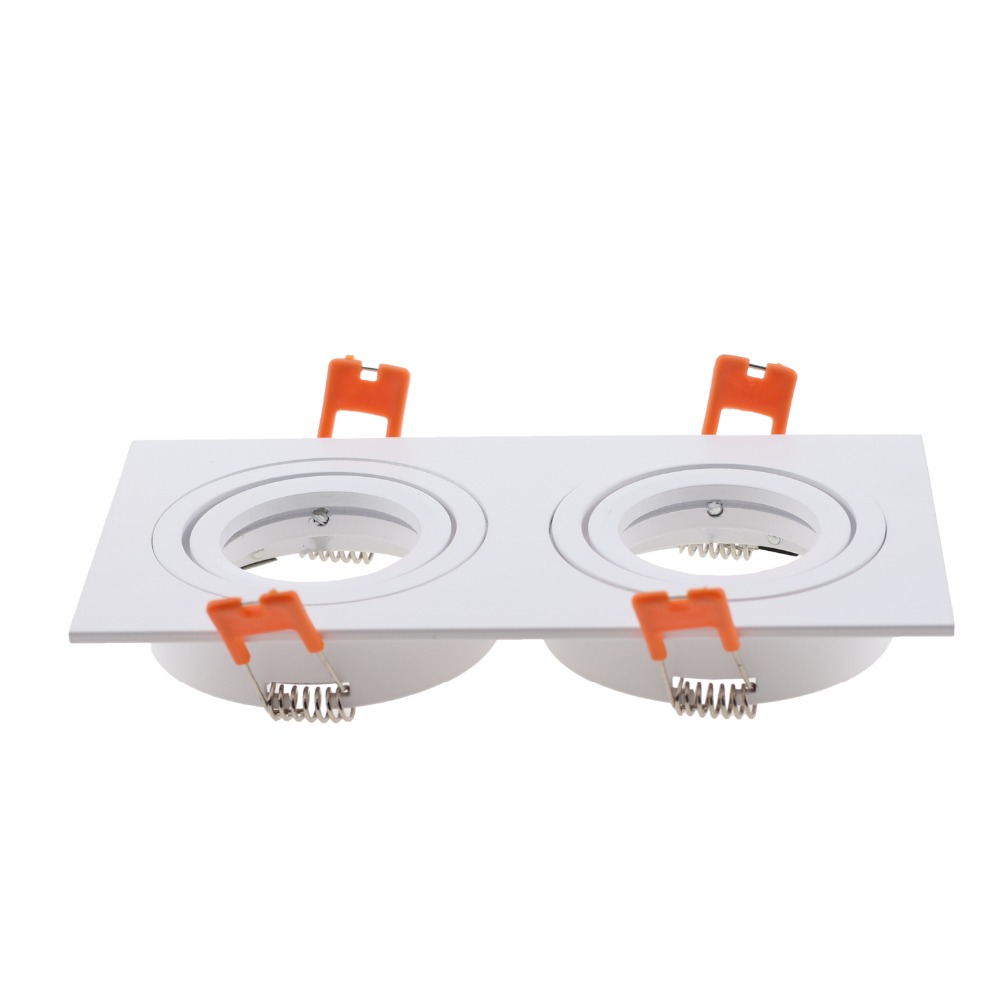 LED Recessed Downlight Frame GU10 MR16 Housing Hot Sale Aluminum Double heads GU10 MR16 Downlight Holder Black Silver White