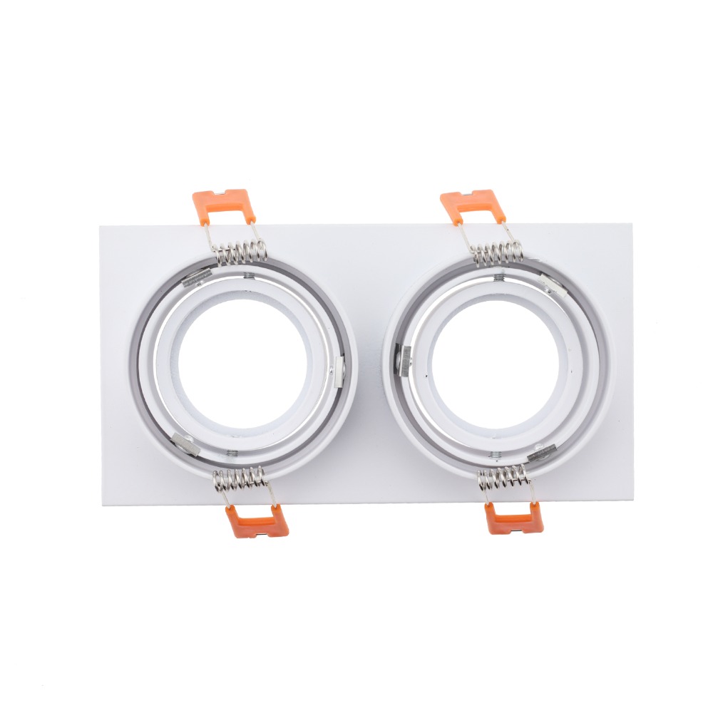 LED Recessed Downlight Frame GU10 MR16 Housing Hot Sale Aluminum Double heads GU10 MR16 Downlight Holder Black Silver White