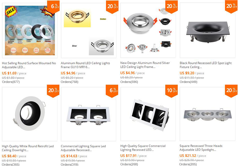 LED Recessed Downlight Frame GU10 MR16 Housing Hot Sale Aluminum Double heads GU10 MR16 Downlight Holder Black Silver White